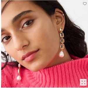 J. Crew Crystal Pearl Drop Statement Earrings